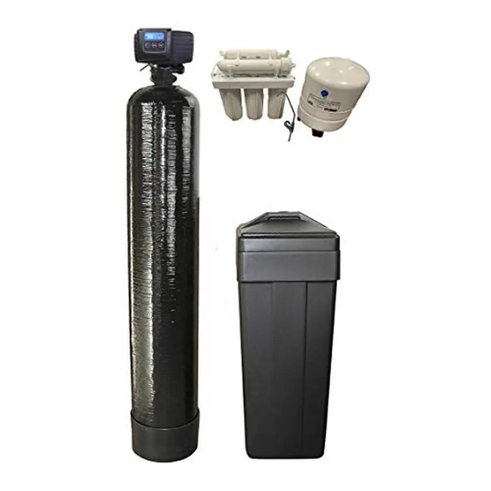 48,000 Grain Fleck 5600 SXT Metered Water Softener & Reverse Osmosis System with Ion Exchange Resin Male Threaded Bypass USA