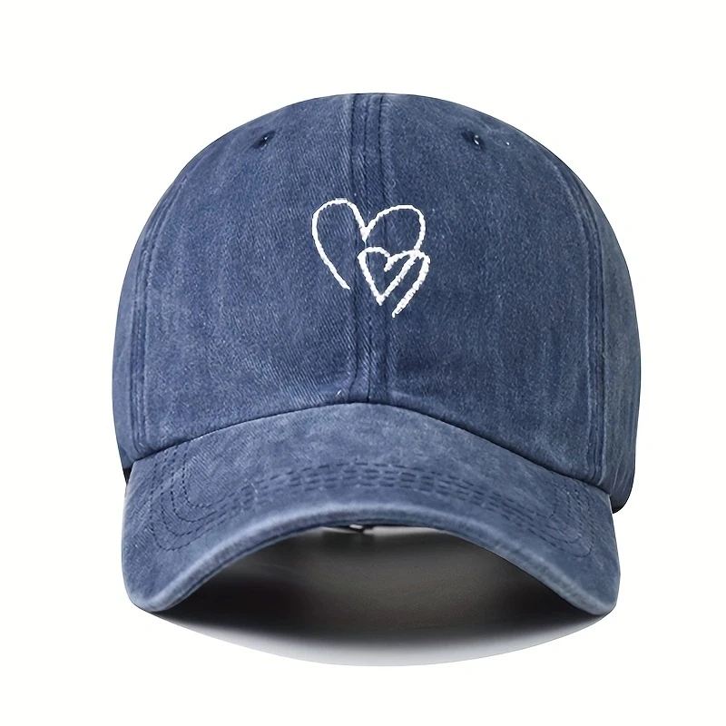 Korean version of embroidered love baseball cap women wash jeans retro do old-fashioned caps men face small