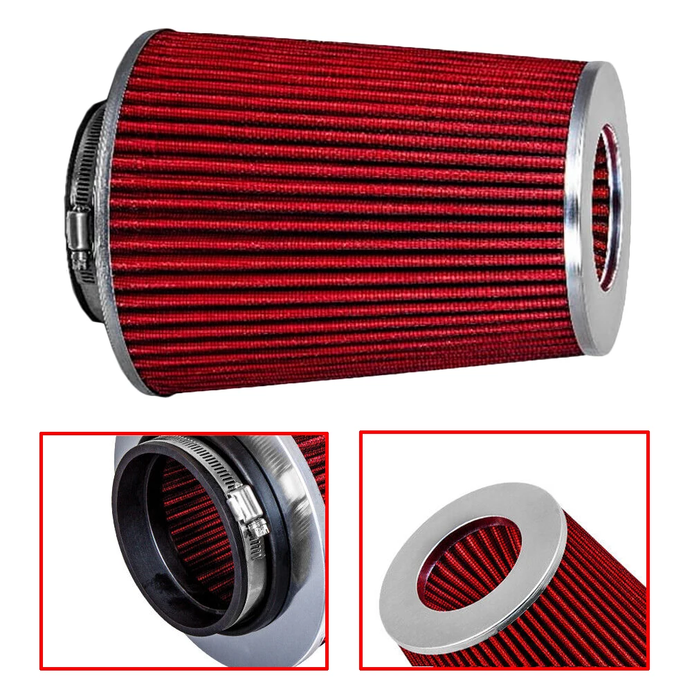 

1pcs RED 4 Inches 4" Inlet 102mm Cold Air Intake Cone TRUCK FILTER For GMC Cone Air Filter Car Accessories