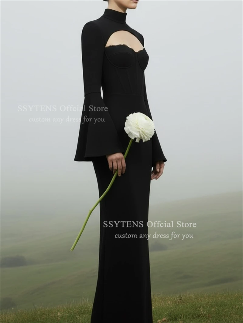 SSYTENS Elegante Frauen Abendkleider Einfache Schwarz Meerjungfrau Party Kleid Sexy Backless Prom Kleider Angepasst Vestidos De Fiesta