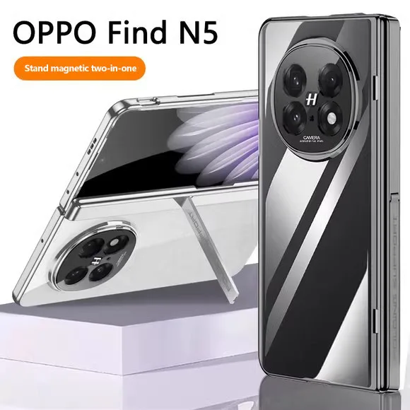 

Прозрачный гальванический чехол для OPPO Find N5 FindN5, магнитный складной шарнирный кронштейн, полный защитный чехол с закаленной пленкой