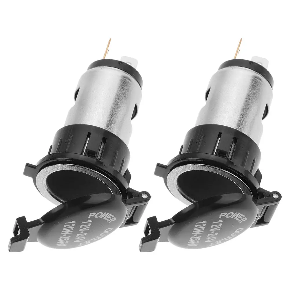 2Pcs High Precision Metal Cigarette Lighter Socket 12V Waterproof Car Motorcycle Marine Vehicle Power Outlet Fast Charge USB C