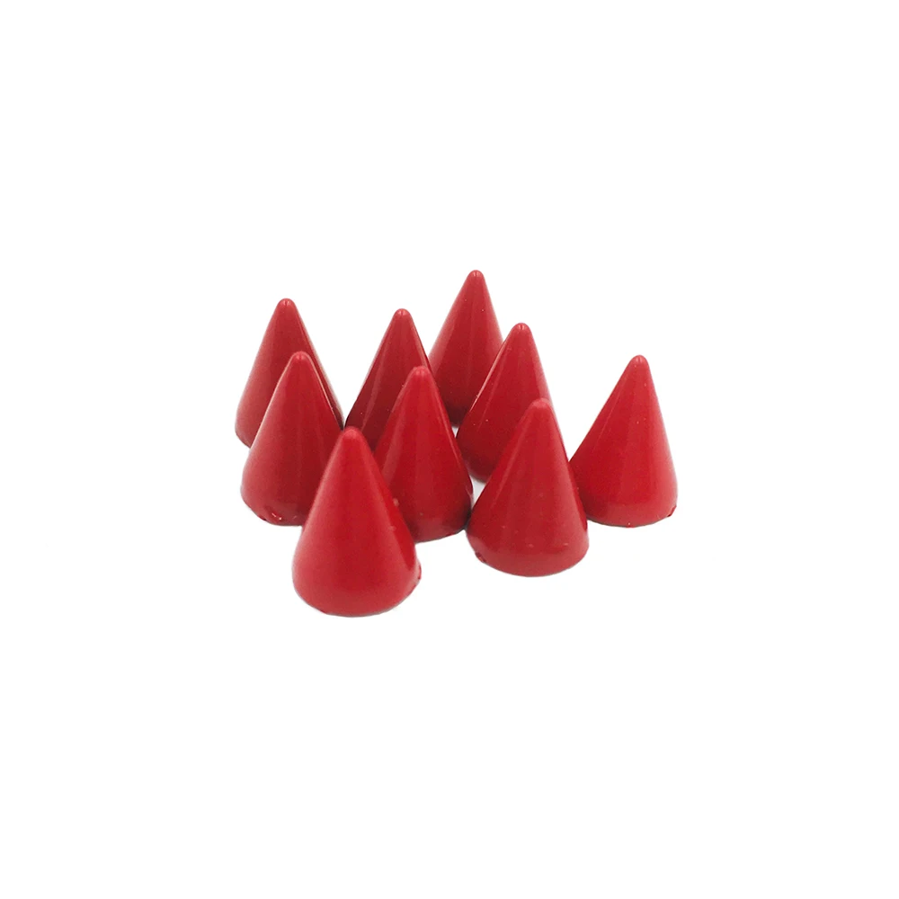 100sets 7x10mm Painted Red Cone Spots Metal Studs Spikes Leathercraft Rivets Punk Spike Clothes Bags Belt Pet Collars