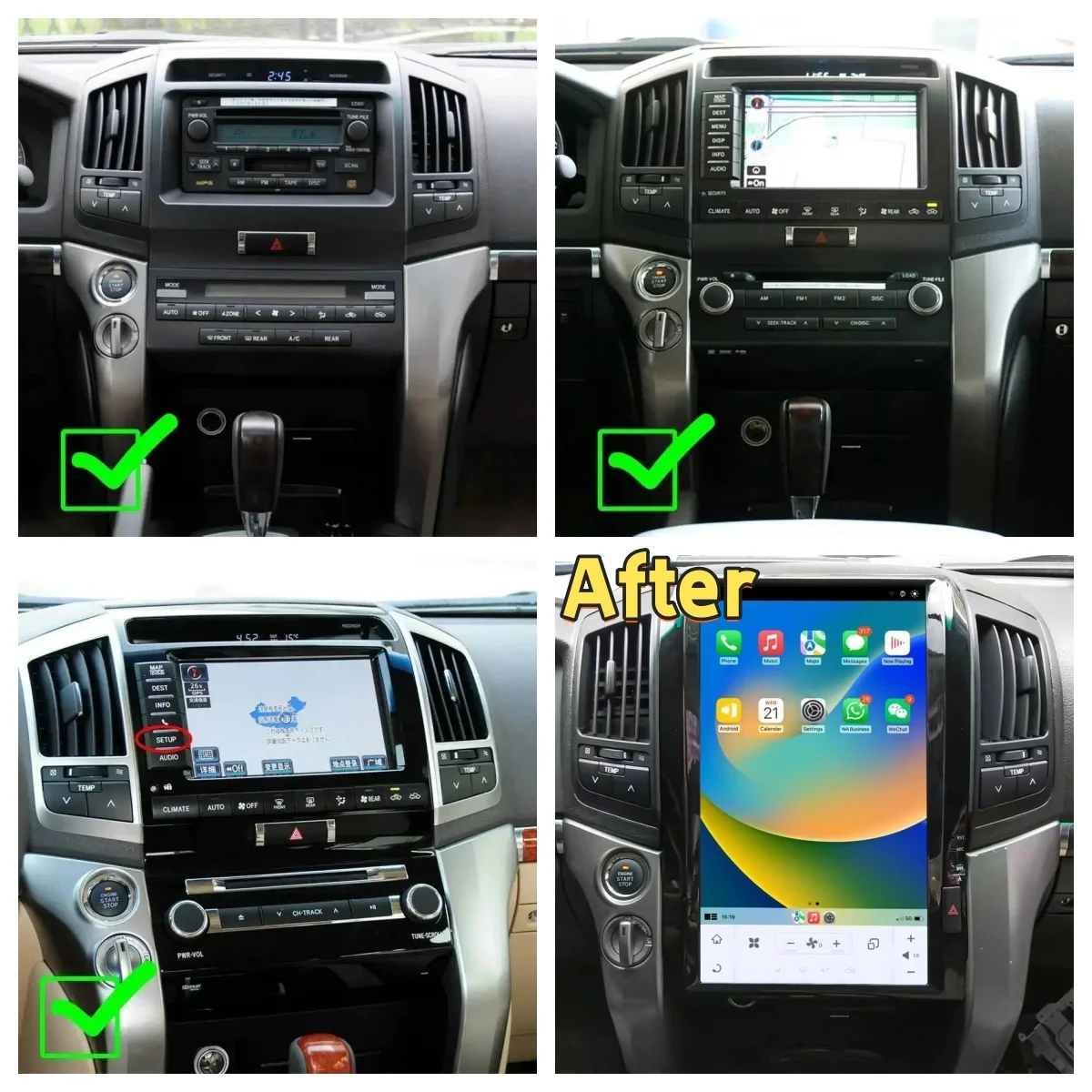 

16-дюймовый мультимедийный Android-плеер с Bluetooth 5.0, 4G, Wi-Fi для Toyota Land Cruiser J200 LC200 2016-2020, радио, CarPlay, навигация, Bluetooth