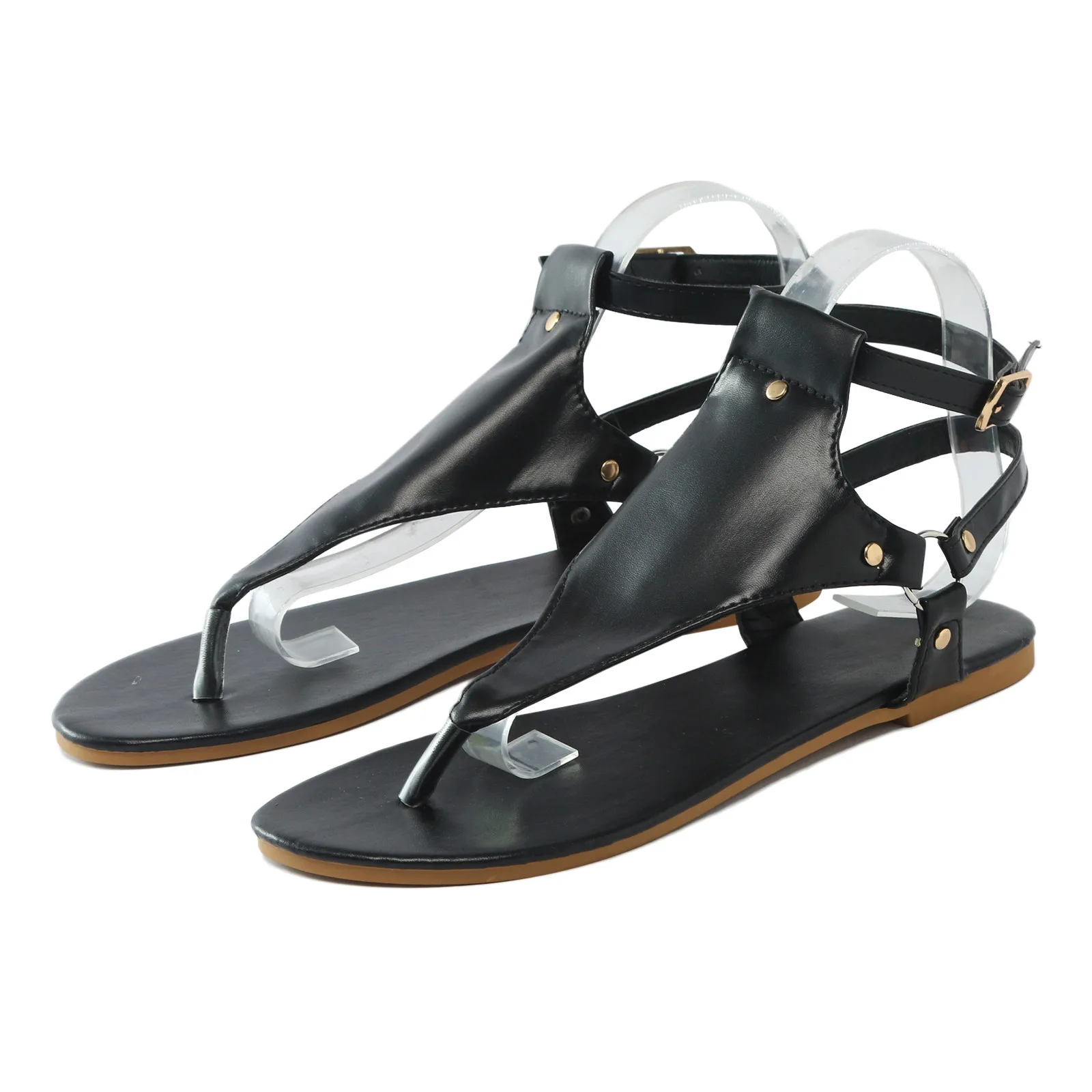 Thong Sandals For Women Open Toe Shoes Flat Beach Sandals Ladies Buckle Strap Flip Flops Shoes Cork Sandals for Women Leather