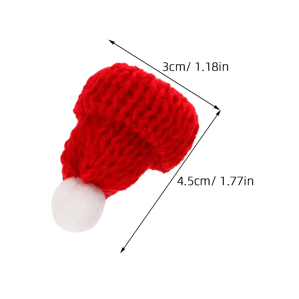 40 Pezzi Mini Cappelli Natalizi Lavorati a Maglia, Cappellini di Babbo Natale in Miniatura per Decorazioni Festive, Ornamenti Piccoli in Maglia
