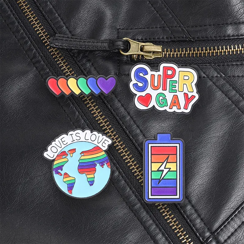 Rainbow Connected Hearts Pin Six Color Pride Love Enamel Badge for LGBTQ+ Supporters and Ally Accessory Backpack Decoration