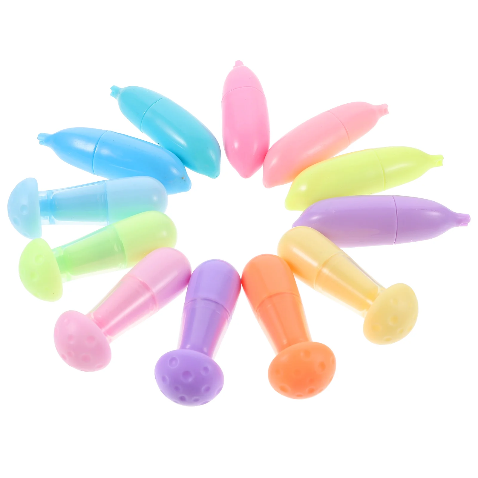 

12pcs Highlighters Cute Cartoon Graffiti Markers Smooth Writing Fluorescent Pens Portable Colorful Book Marking Stationery For