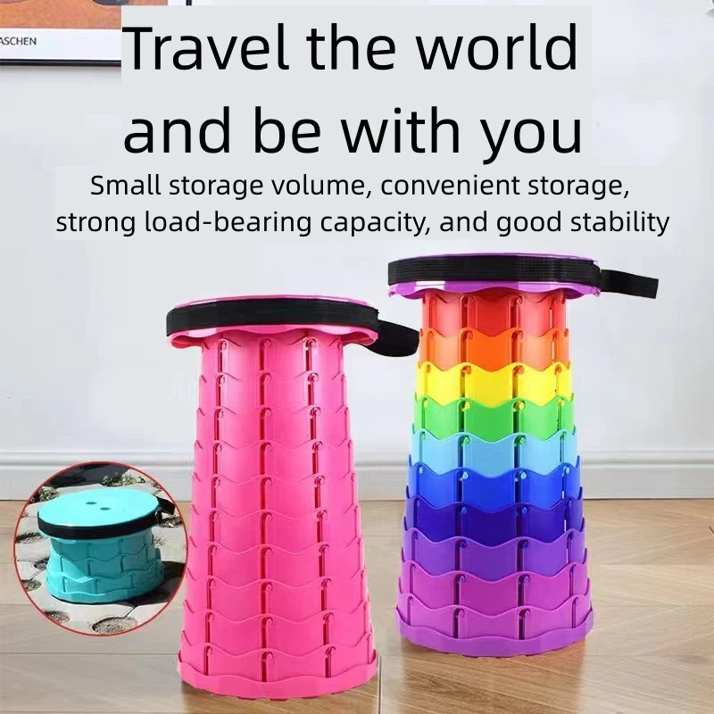 Portable Telescopic Stool Travel Camping Plastic Folding Chair Picnic Seat Queuing Outdoor Retractable Beach Fishing Stool