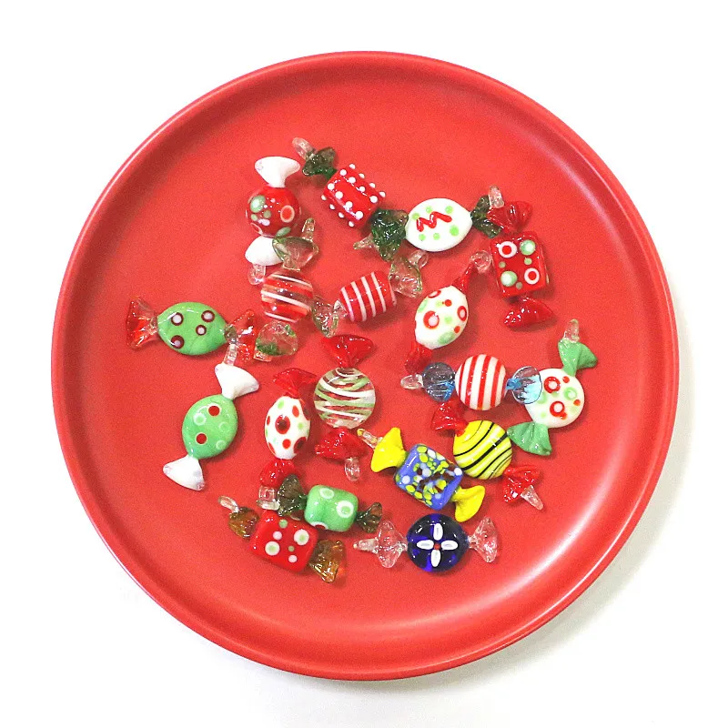 6pcs Mini Glass Candy Pendant Cute Sweets Charms Christmas Ornament DIY Craft Supplies Perfect Festival Gift for Handmade Lovers
