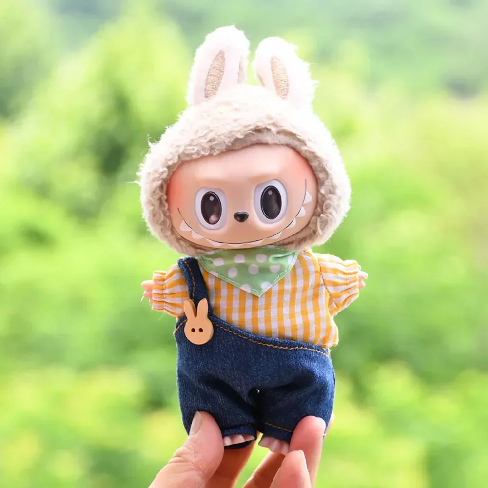 For Labubu 17cm Doll Clothes Fashion Clothes Kawaii Hoodies Doll Clothes Color Match Hoodies Dolls Accessories Cute Decorations