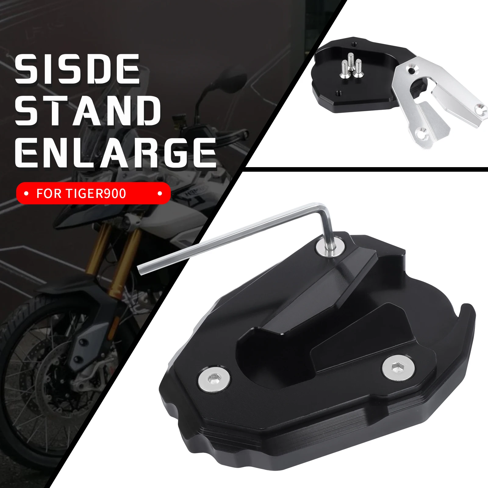 

For Tiger 900 Rally PRO Tiger900 2021-UP 2022 2023 Motorcycle Kickstand Foot Side Stand Extension Enlarger Support Plate Pad