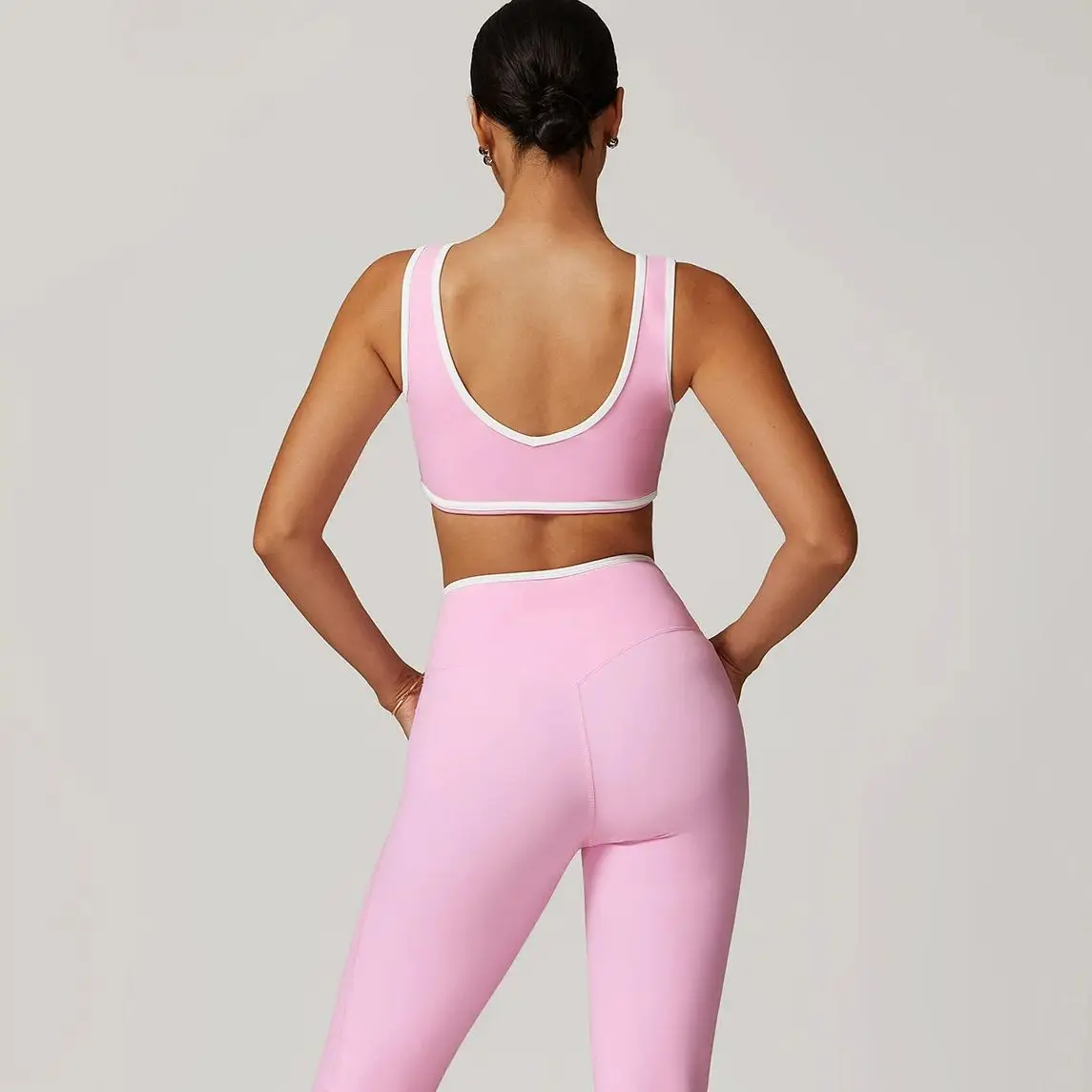 MODITIN New Arrival Women Yoga Set Pretty Patchwork Sexy Bra Tops High Waist Fitness Leggings Pants Falre Leg Soft Gym Clothes