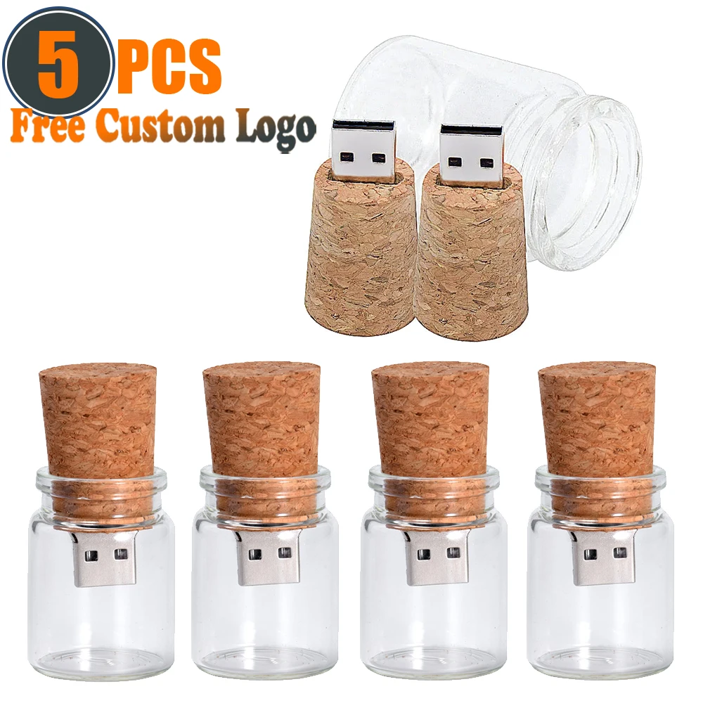 

5 шт./лот, стеклянная бутылка для дрейфа USB 2.0 с пробковым флэш-накопителем, 4 ГБ, 8 ГБ, 16 ГБ, 32 ГБ, 64 ГБ, 128 ГБ, карта памяти, свадебный подарок