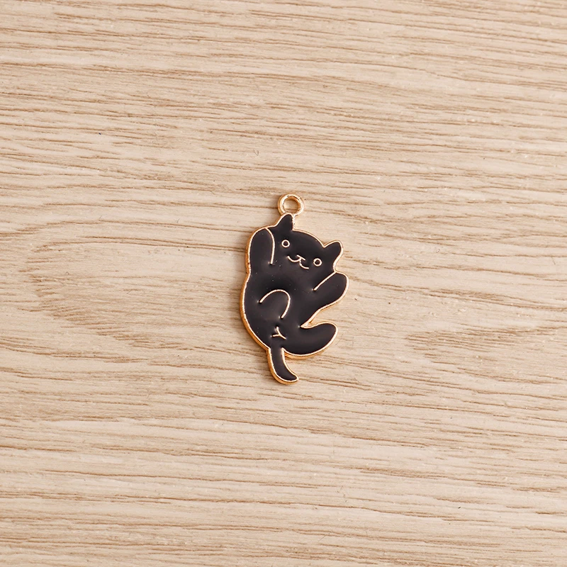 Tusember 10 قطعة DIY بها بنفسك السحر المينا لطيف القط سحر ل اليدوية القرط سوار صنع المجوهرات الاكسسوارات سبائك الحيوان المعلقات