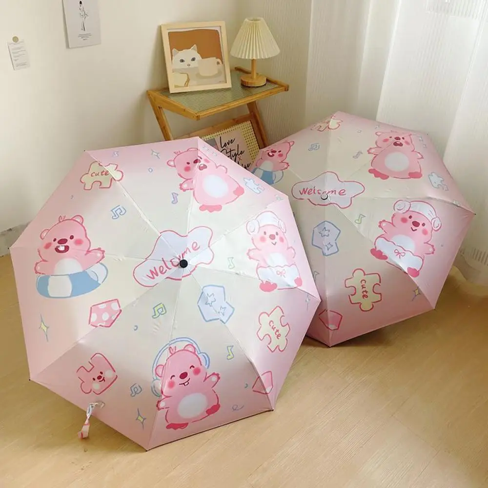 Kawaii Loopy Umbrella Cartoon Folding Umbrella Anti-Ultraviolet Sunscreen Folding Sunny Rainy Dual-Use Parasol Christmas Gifts