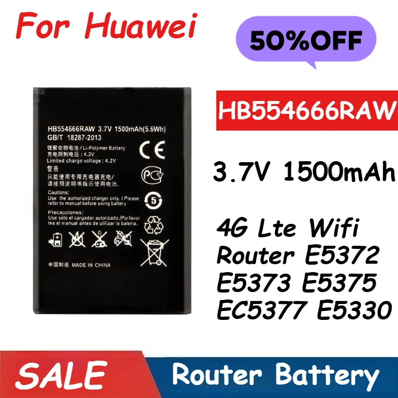 

HB554666RAW battery 3.7V 1500mAh For Huawei 4G Lte Wifi Router E5372 E5373 E5375 EC5377 E5330 Brand-New High Quality