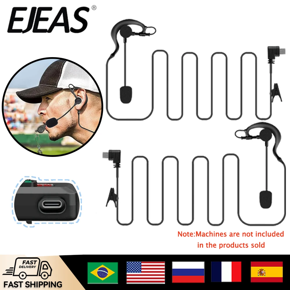 6/4/1PCS Type-C Plug Referee Intercom Headset Ear-hook EJEAS V6 Pro+ V4 Plus  Microphone Headphone Referee Communication Headset