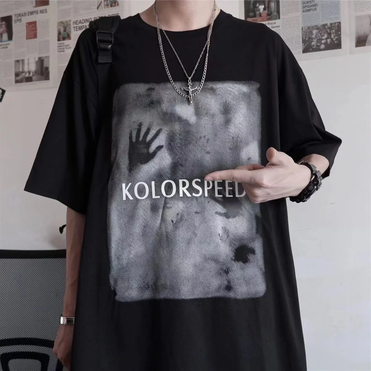 Men's y2k tshirts Oversized Vintage Printing T-shirt 2023 Summer Men's clothing Dark High Street Gothic Short Sleeve Tee men top