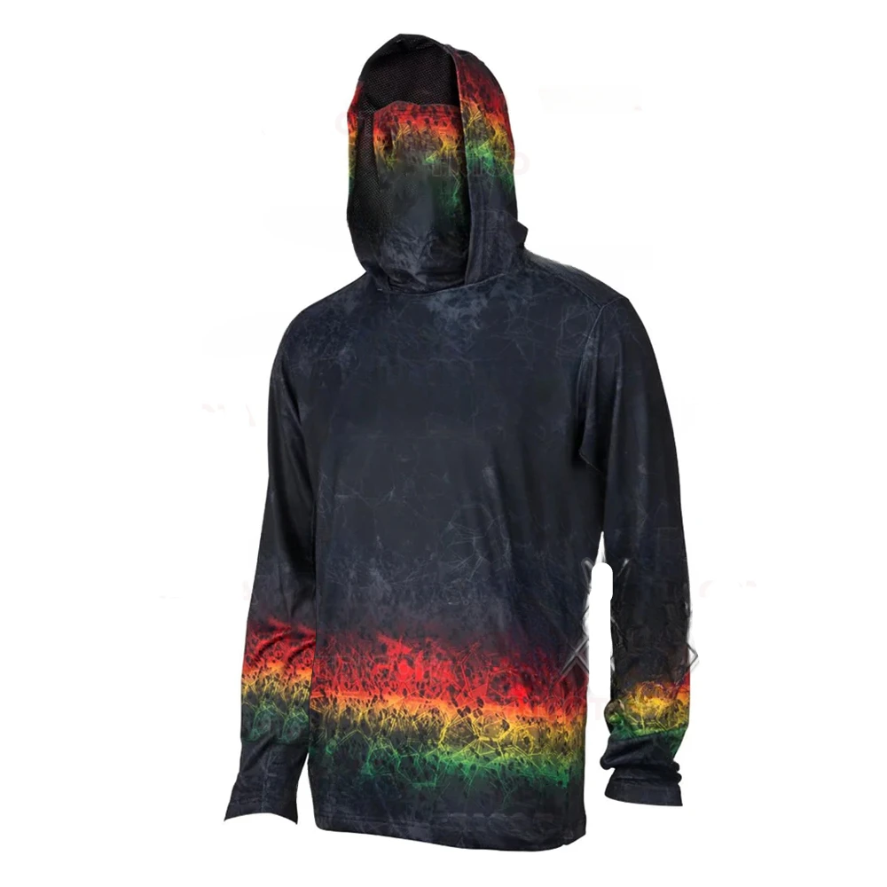 Fishing Shirt UPF50 Fish Hoodies Men Mask Cap Hoody Fishing Shirts Camisa Angling Tops Wear Fishing Clothing Moisture Wicking