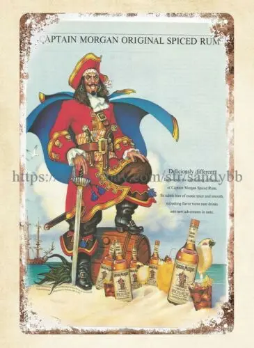 metal plaque 1991 Captain Spiced Rum Advertisement Pirate metal tin sign sign