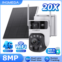 20X Zoom 4G SIM Solar Powered Camera Outdoor 3K 8MP 2 Lens HD Night Vision IP Surveillance Camera Security Protection PTZ Cam