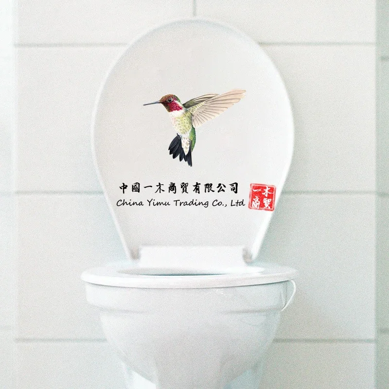 Beautiful hummingbird hand painted bird sticker for home decoration Toilet sticker