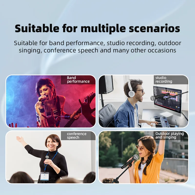 SOUNDCHEKS H-58 2.4GHz Wireless Microphone System XLR Mic Adapter 4 Channels Dynamic Mic Wireless Transmitter and Receiver