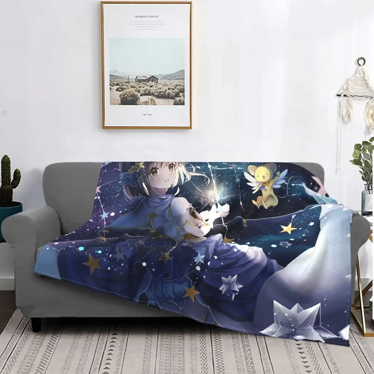 

Cardcaptor Sakura Anime Blankets Fleece Summer 3D Cartoon Star Multi unction Throw Blankets for Bed Outdoor Bedspread