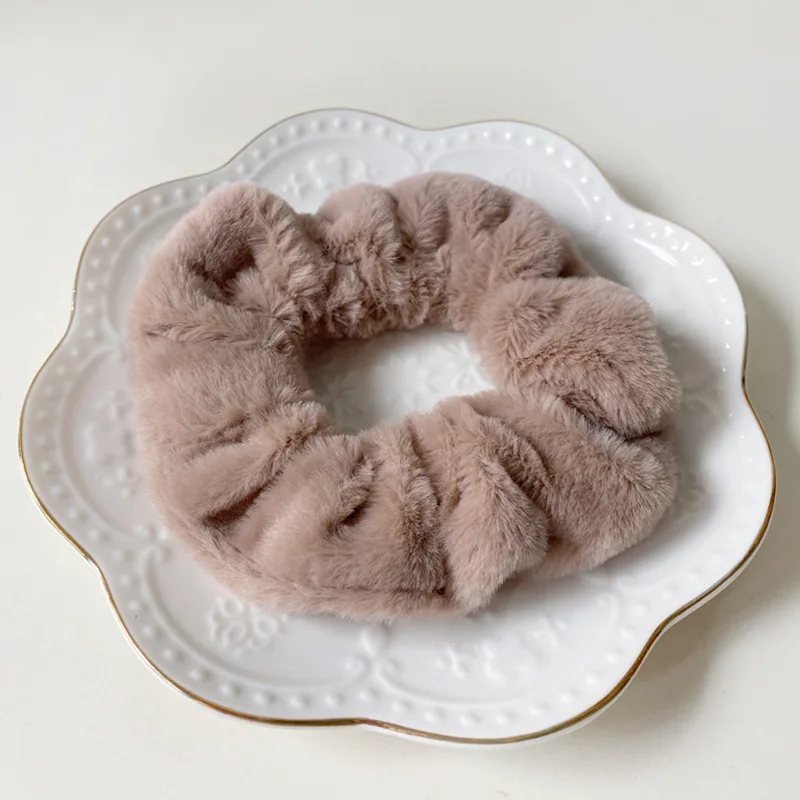 2025 New Trendy Fuzzy Hair Scrunchies Soft Knit Hair Elastic Band For Women Party Daily Hair Accessories Cute Headwear  Styling
