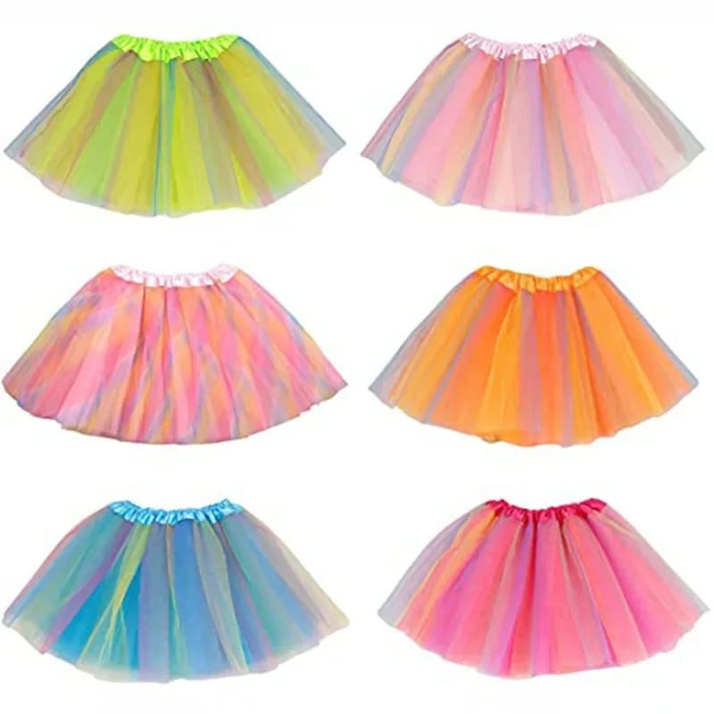 Falda de tutú de Ballet multicolor para niños, decoración de hadas de princesa, disfraz de Halloween, fiesta de baile, 10 piezas