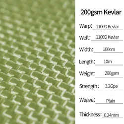 Kevlar Aramid Fabric Bullet-proof cloth Plain UD Weave Unidirectional Weave 0.5m/1mx10m 50g/200D 135g 200g/1100D 280g/1500D