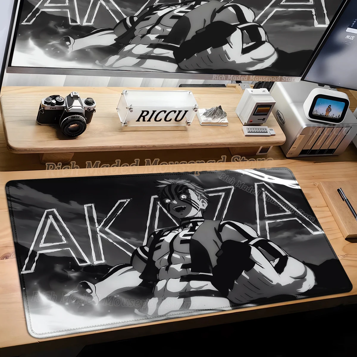 

Japan Anime Desk Mat Akaza Mousepad Gamer Cabinet Keyboard Rug Demon Slayer Mouse Pad XXL Manga Laptop Table Mat Extended Pads