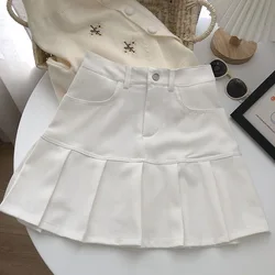 Sexy High Wasit Mini Pleated Skirt Women Summer Ovrersized 5xl Uniforms Safety Whiter Skirts Preppy Style Short Korean Skirt