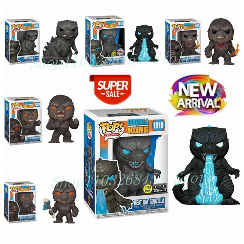 2024 New FUNKO POP Godzilla Vs Kong 1017 Godzilla Heat Ray 1018 Kong 1020 Battle Ready Kong with Axe 1021 1022 Action Figure Toy