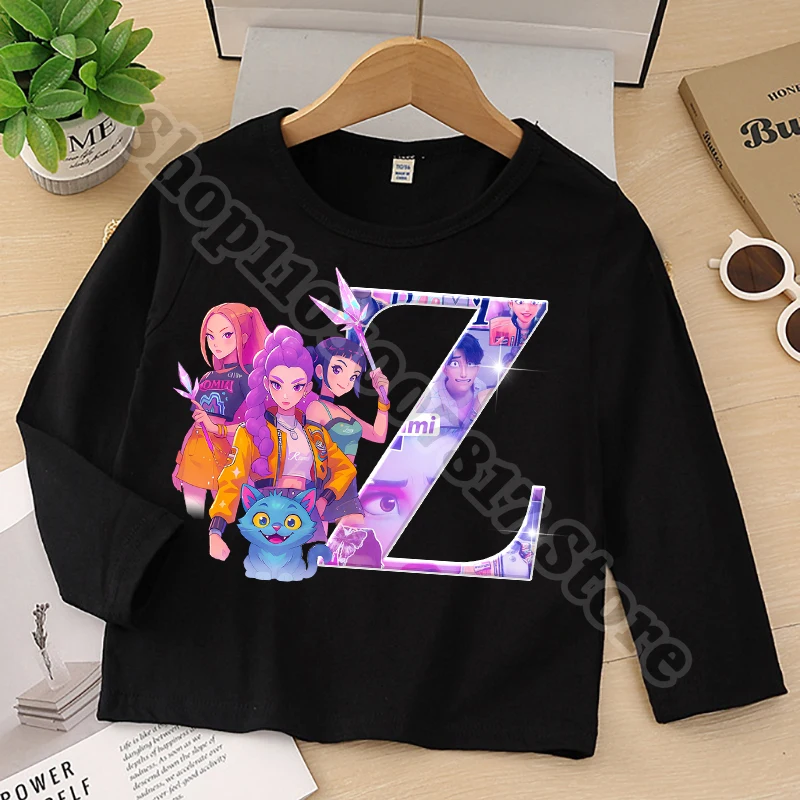 KPop شيطان الصيادين ربيع الخريف تي شيرت للأطفال فتاة طويلة الأكمام تي شيرت الأطفال الكرتون لطيف المحملة أنيمي مطبوعة بلايز الملابس #5