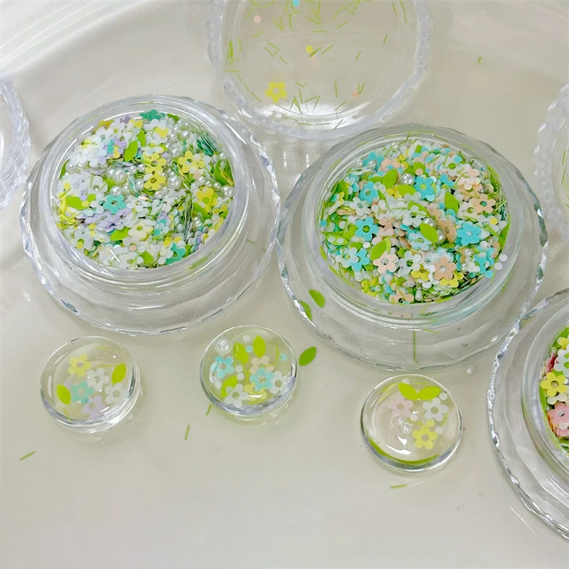 Misturado Glitter Esmalte, Pérola Flor, Lantejoula, DIY Vestindo Material De Armadura, Pequeno Fresco