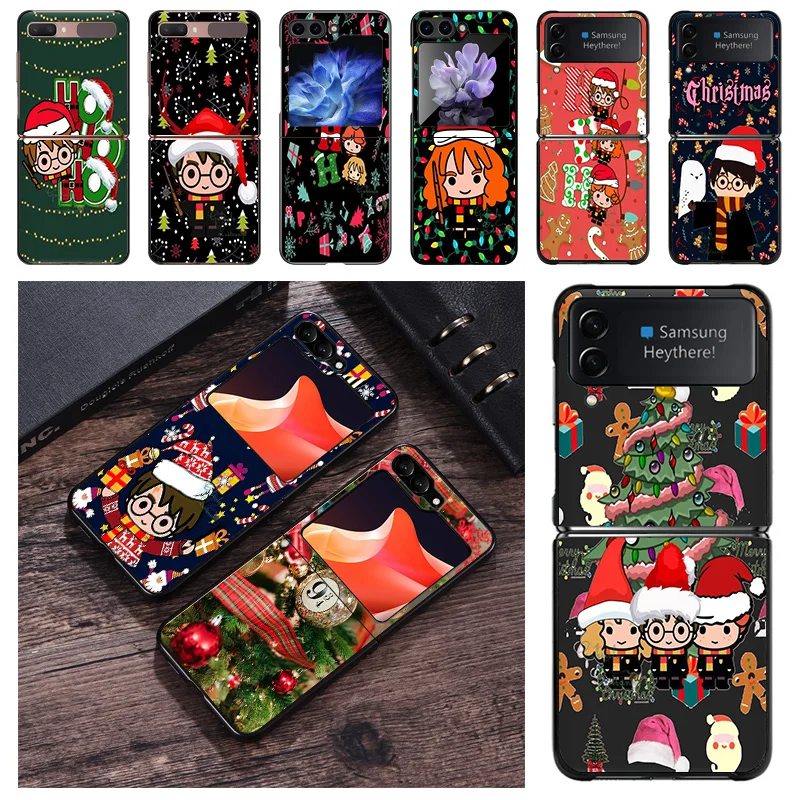 Hard Phone Cases For Samsung Z Flip 6 5 4 3 Galaxy Flip6 Flip5 Flip4 Flip3 Harries Wand Potters Christmas PC Black Matte Cover