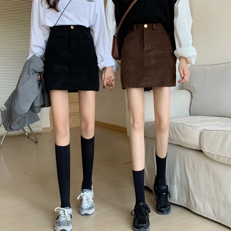 

Solid Skirts Women A-line All-match Simple Leisure Pockets Mini Vacation Classic Ulzzang Popular Daily Empire Slim Autumn Y2K