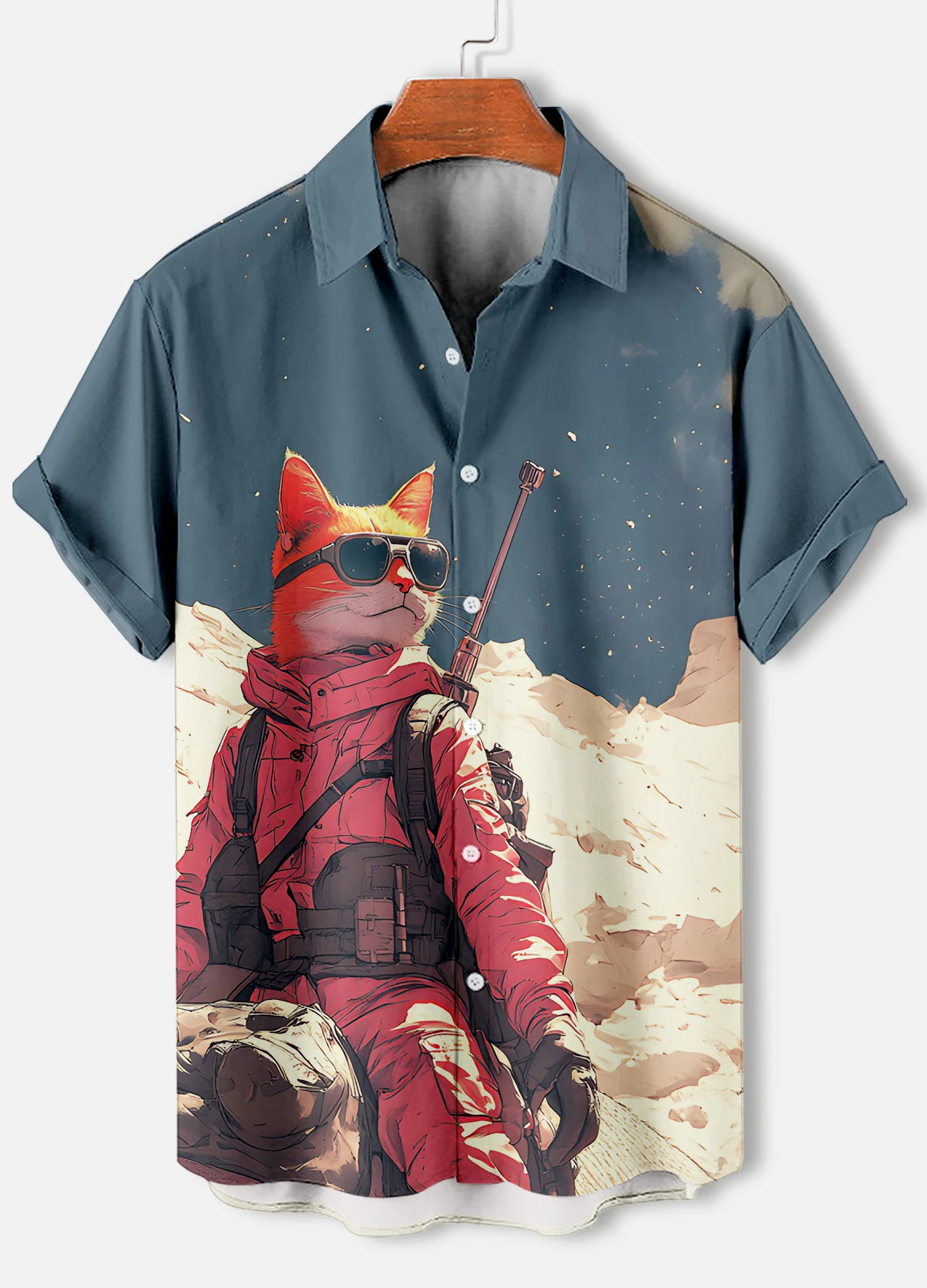 

Men's Retro Cartoon Anime Cat Graphic Hawaiian Shirts Casual Short Sleeve Vacation T Shirt Streetwear Summer Men's Aloha Shirts