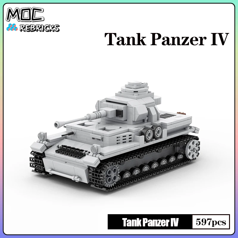 Military MOC WW2 German Medium Tank Panzer IV Soldier Weapon Building Block Model Bricks Set DIY Toys for Kid Christmas Gifts