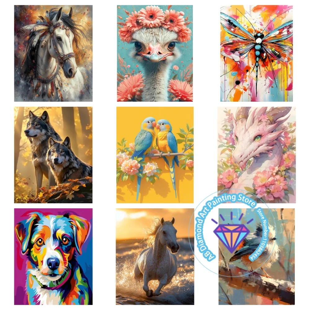 

Dragonfly Bird AB Diamond Painting Kit Square Round Diamond 5D DIY Cross Embroidery Handmade Art Adult Exquisite Gift Home Decor