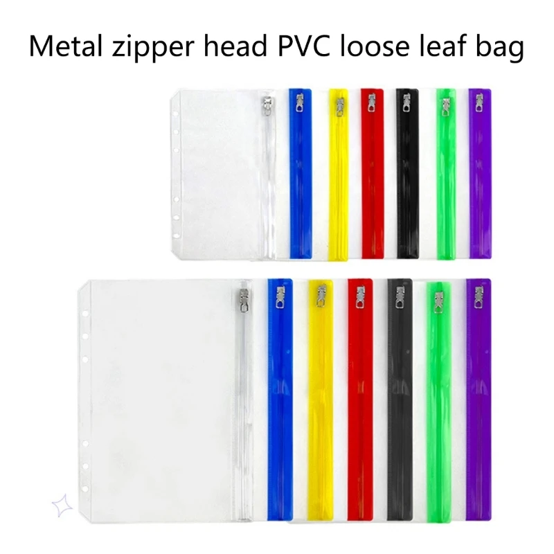 

10x/Set 6 Holes Binder Pockets Loose Leaf Bag Multipurpose Document Folders