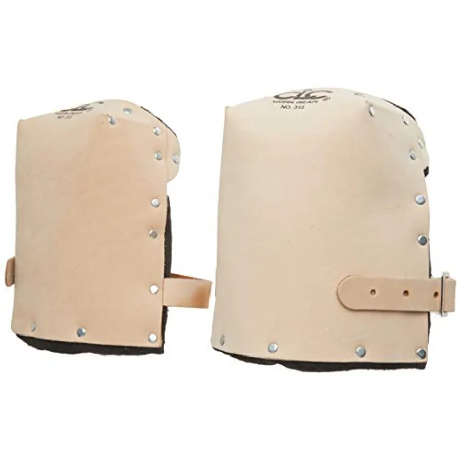 

CLC 313 Heavy Duty Leather Kneepads with Double Thick Lining for Industrial and Construction Use Tan Color Enhanced Durability