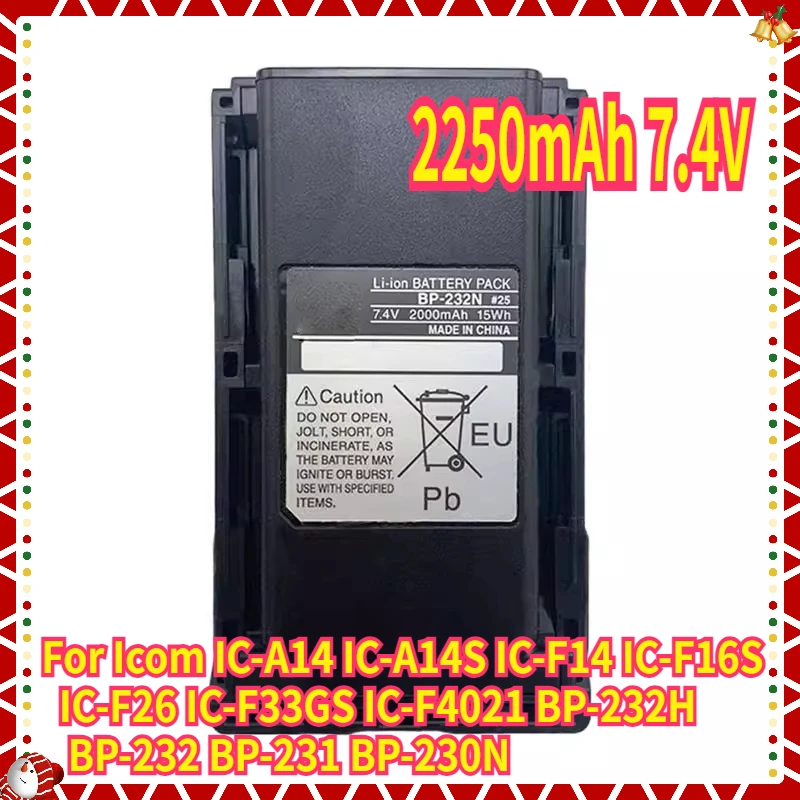 BP-232H BP-232N BP-231 BP-230N Walkie Talkie Battery for Icom IC-A14 IC-A14S IC-F14 IC-F16S IC-F26 IC-F33GS 2250mAh 7.4V