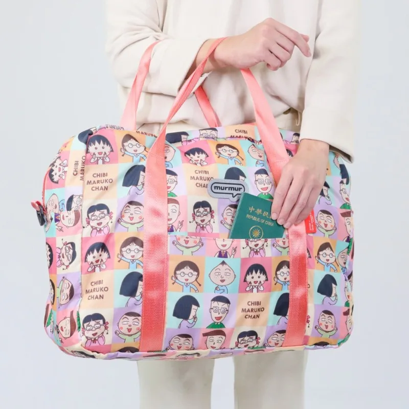 

Hot New Cartoon Cute Chibi Maruko-Chan Travel Bag Light Fold Nylon Travel Storage Bag Large Capacity Printing Bags Gifts