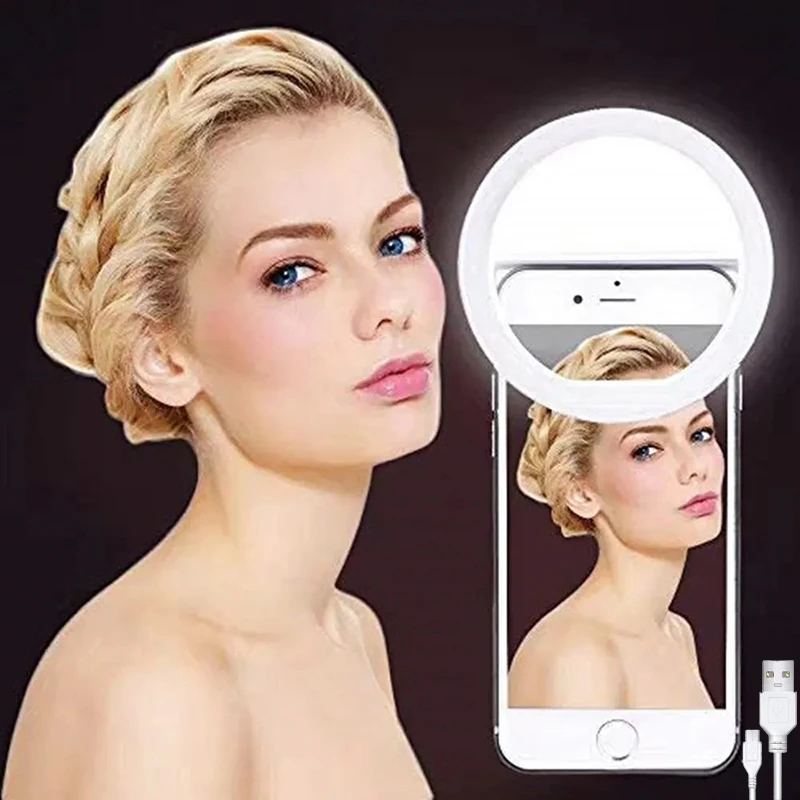 USB Charge Led Selfie Ring Light Mobile Phone Lens LED Selfie Lamp Ring for iPhone Huawei Laptop for Tiktok Video Live Fill Lamp