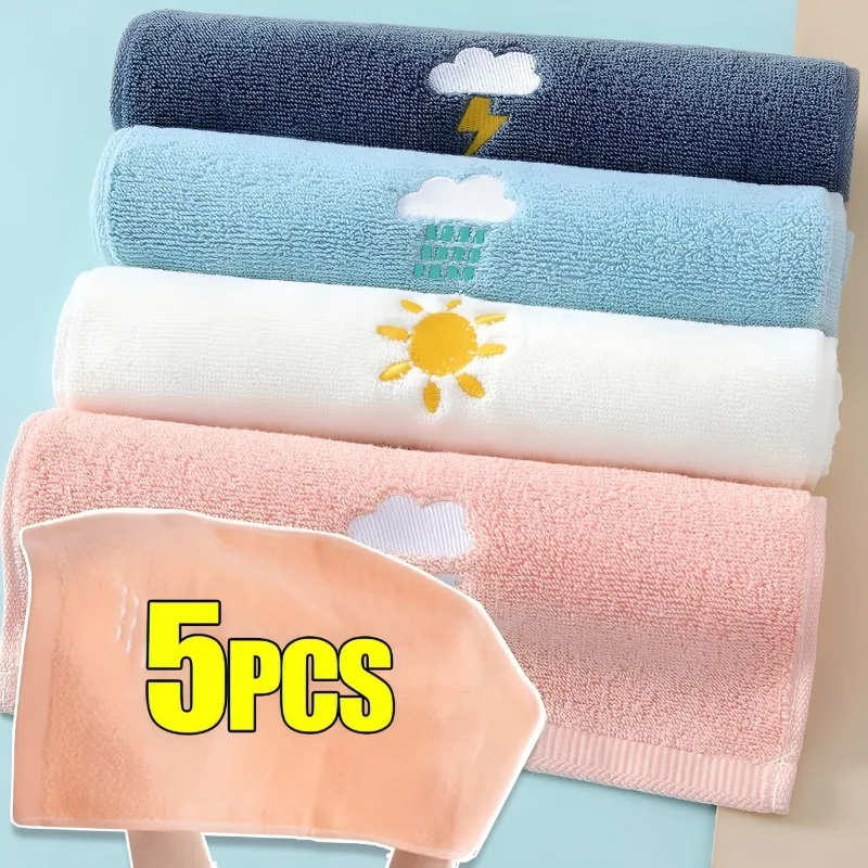 Toalla gruesa de algodón puro para lavarse la cara, toallas suaves, paño absorbente multiusos, suministros de limpieza para el hogar, cocina y baño, 5/1 Uds.