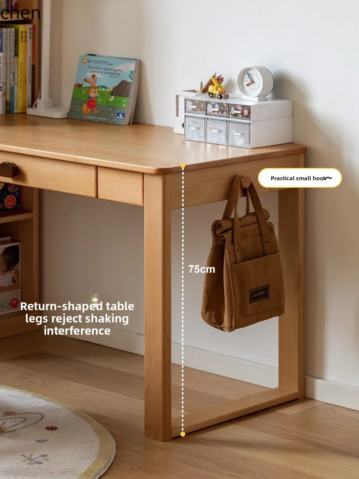 HYSSolid Wood Writing Desk Home Use Desk and Chair Small Apartment Desk Bookshelf