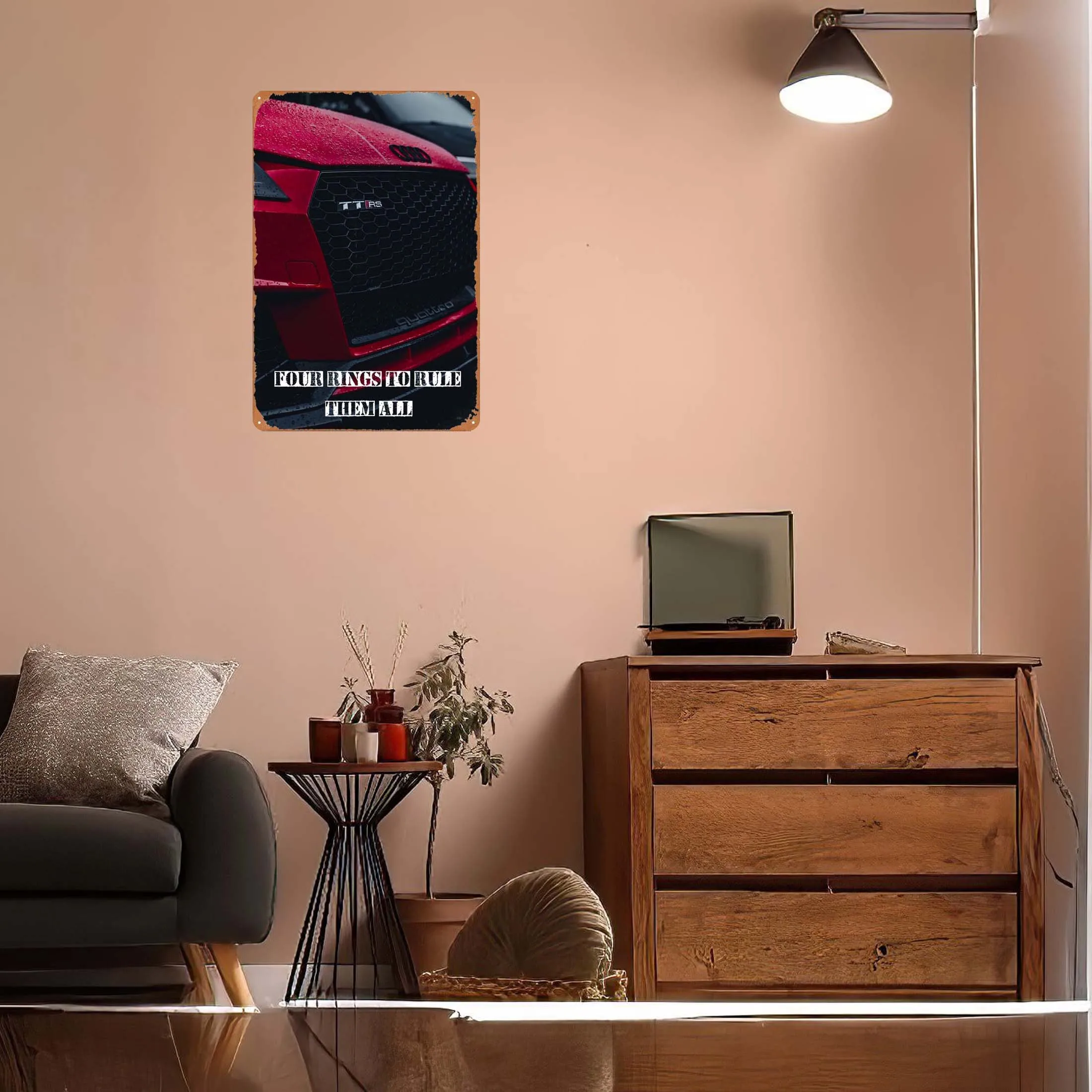 Audi Quattro Rally Tin Sign Car Poster Gaming Room Decoration Vintage Metal Sign Plaque for Wall Art Decoration Coffee Bar Retro